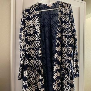 Lularoe Navy & Silver Elegant Sarah Cardigan XL